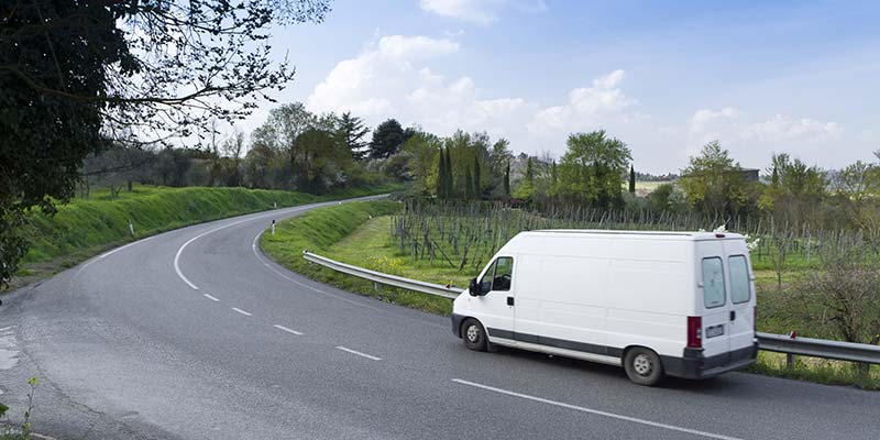 cargo van on the road